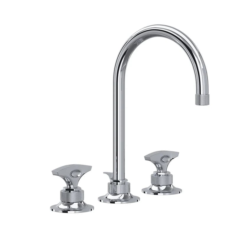 Elegant Transitional 8" Polished Chrome Widespread Faucet with Metal Handles