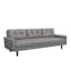 Vintage Grey Tufted Fabric Sofa with Track Arm and Wood Accents