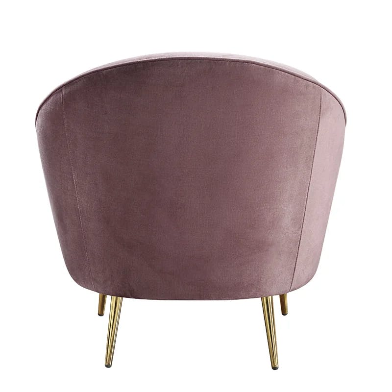 Elegant Pink Velvet Accent Chair with Gold Metal Legs