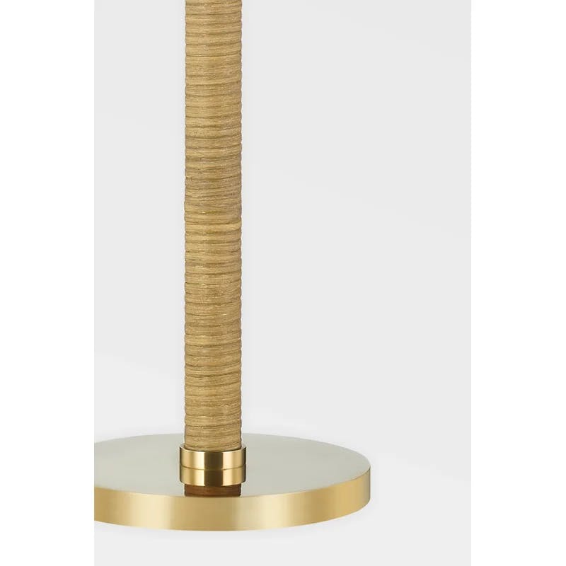 Elyna Adjustable Desk Set with Aged Brass and Cream Linen Shade
