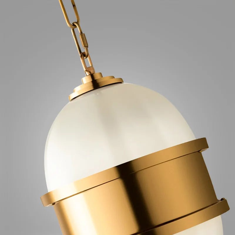 Vintage Brass Globe Pendant Light with LED and Glass Details