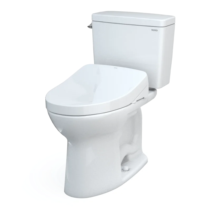 Modern White Vitreous China Elongated Two-Piece High-Efficiency Toilet