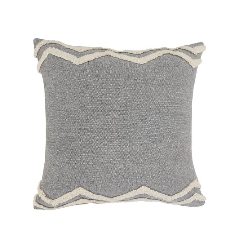 Elevated Classic Chevron Bordered 20" Square Throw Pillow in Gray & White