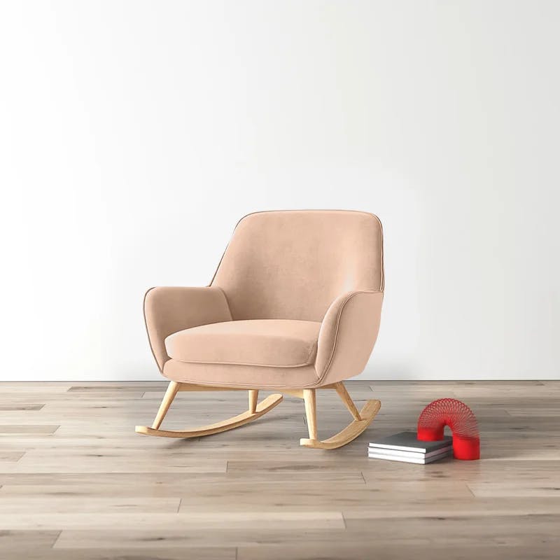 Enchant Pink Velvet Quinley Mid-Mod Rocking Chair