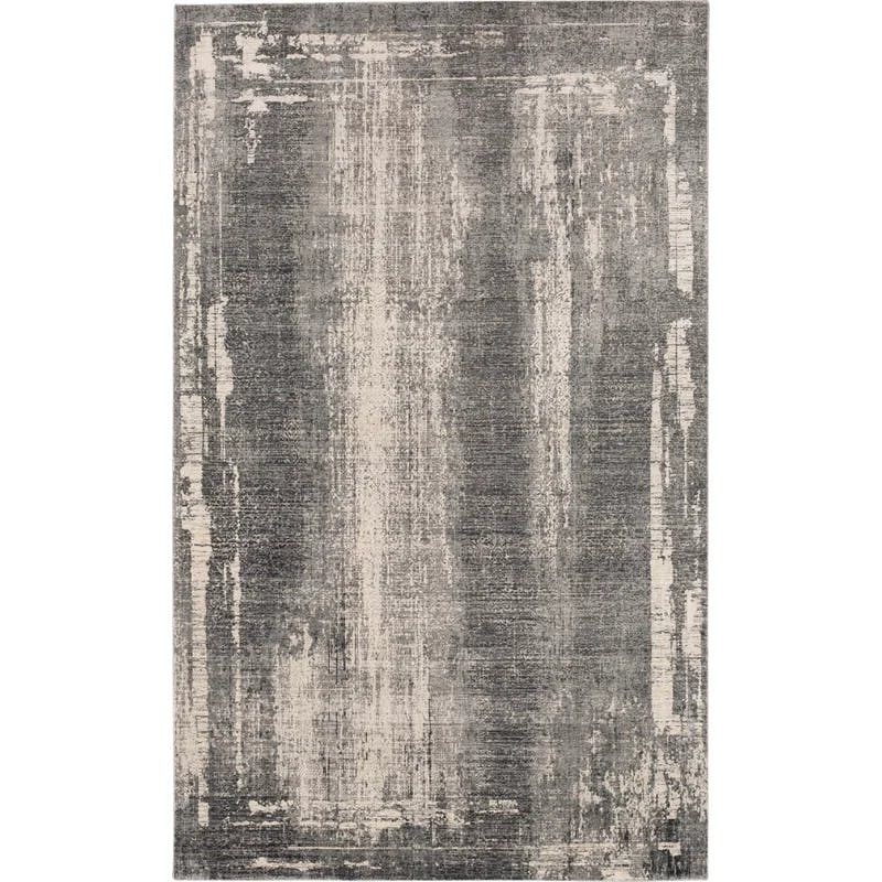 Milan Abstract Silver-Charcoal Easy Care Area Rug, 2' x 3'