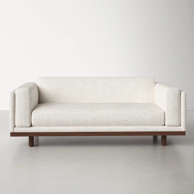 Oyster Woven Linen 79" Sofa with Removable Cushions and Solid Wood Frame