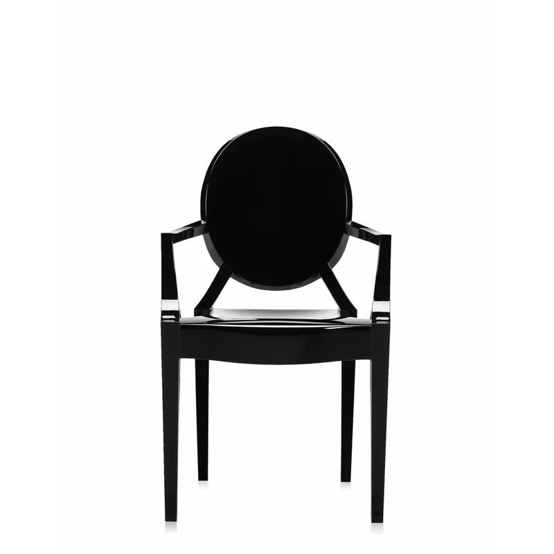 Opaque Glossy Black Louis Ghost Neoclassical Armchair