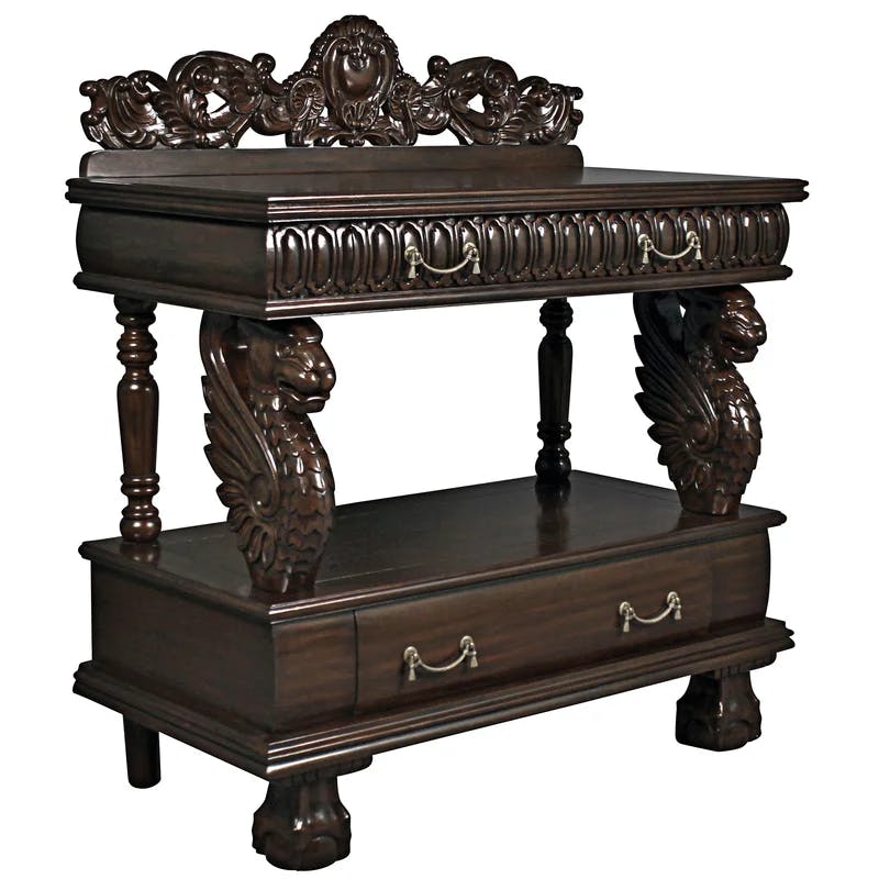 Lord Raffles Gothic Revival Mahogany Sideboard with Winged Lions