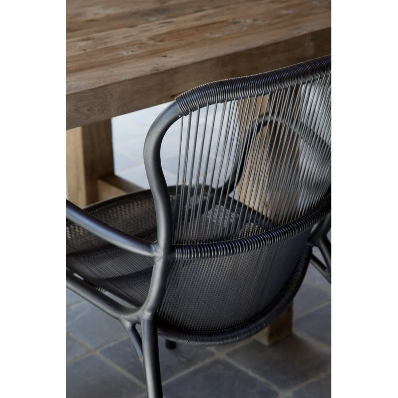 Alsop Beige and Stone White Aluminum Outdoor Dining Chair