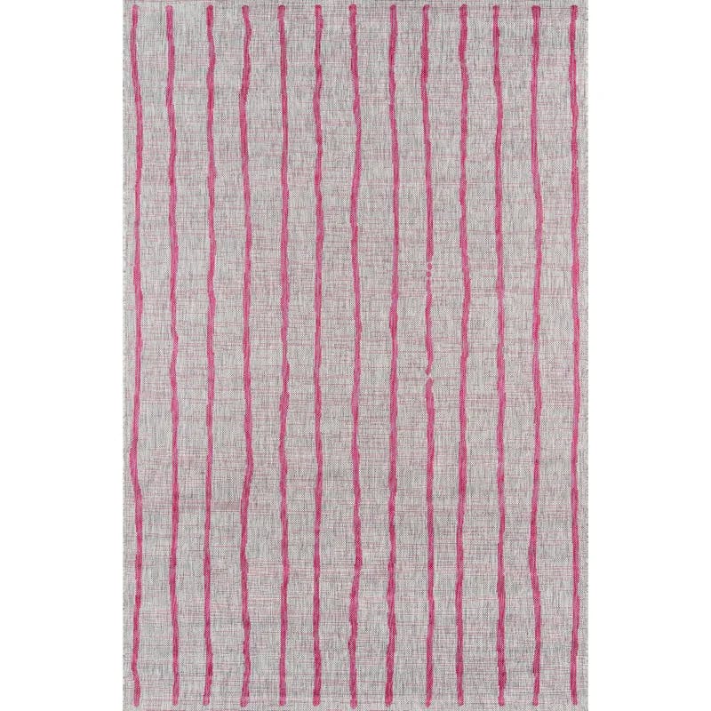 Fuschia Abstract Braided 7'10" x 10'10" Synthetic Easy-Care Rug