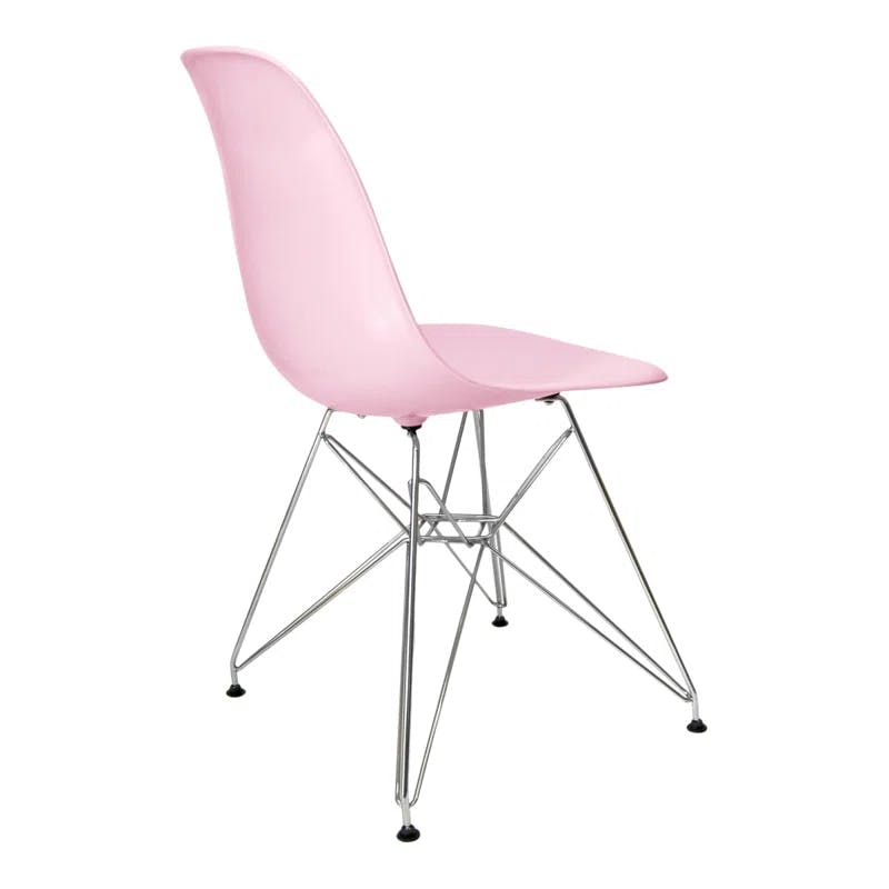 Mid-Century Classic Pink Matte Metal Side Chair
