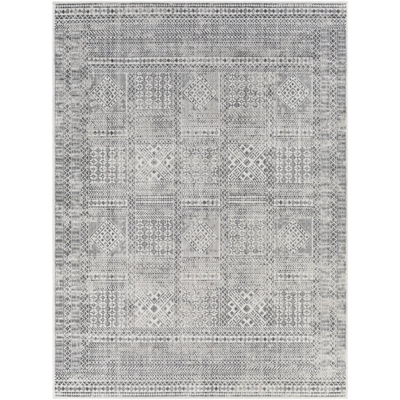 Gray Aavyn 8'10" x 12' Easy-Care Synthetic Patchwork Rug
