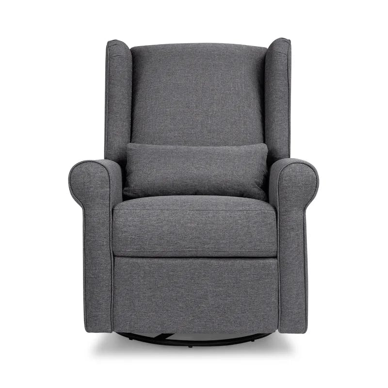 Shadow Gray Swivel Recliner with Timeless Wingback Design