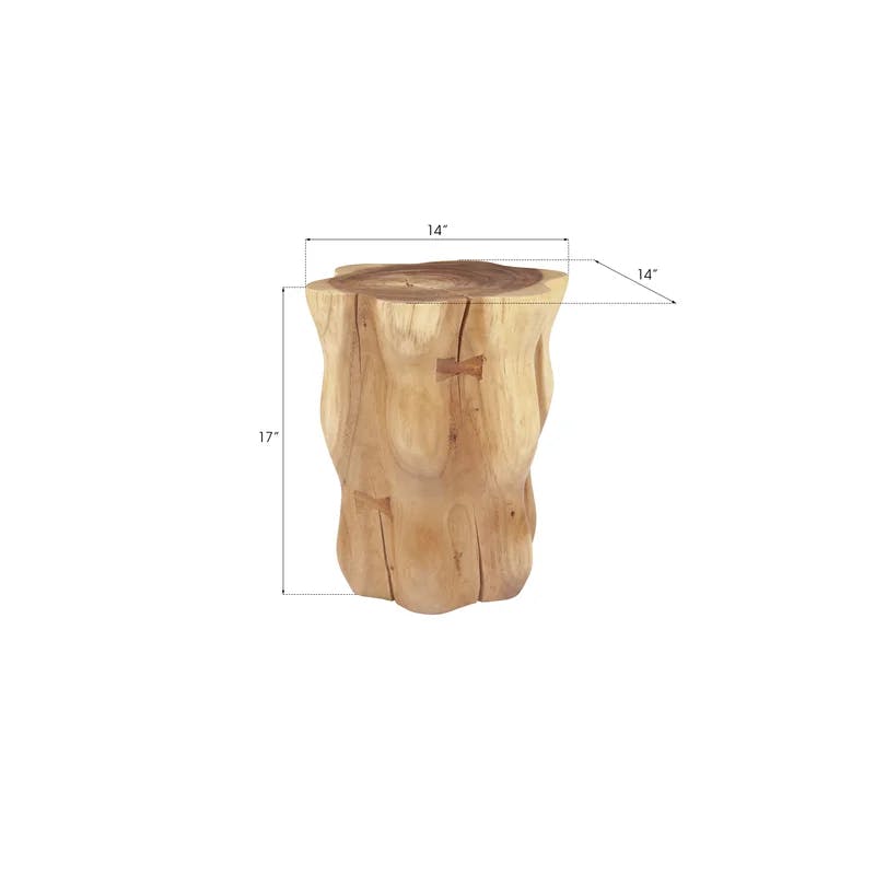 Modern Chamcha Wood Organic Form Decorative Stool, Brown