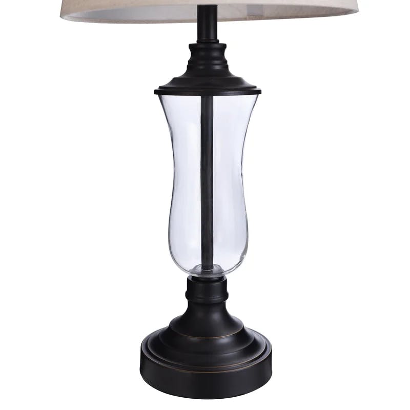 Elegant Bronze Duo 30" Traditional Table Lamp Set with Beige Shades