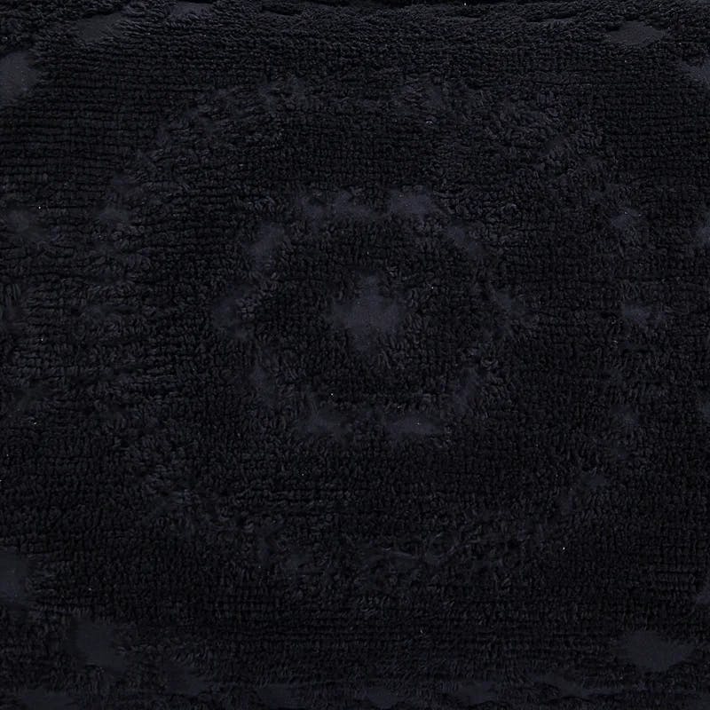 Bohemian Charm Black Cotton Euro Sham with Tufted Artsy Design
