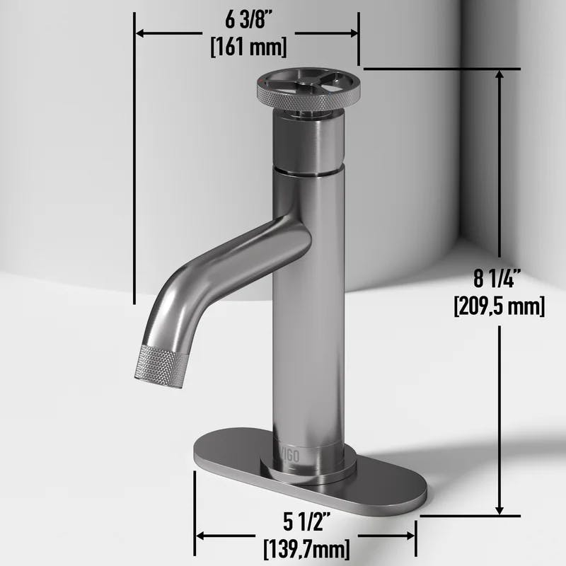 Cass 8.25'' Brushed Nickel Single-Handle Bathroom Faucet with Deck Plate