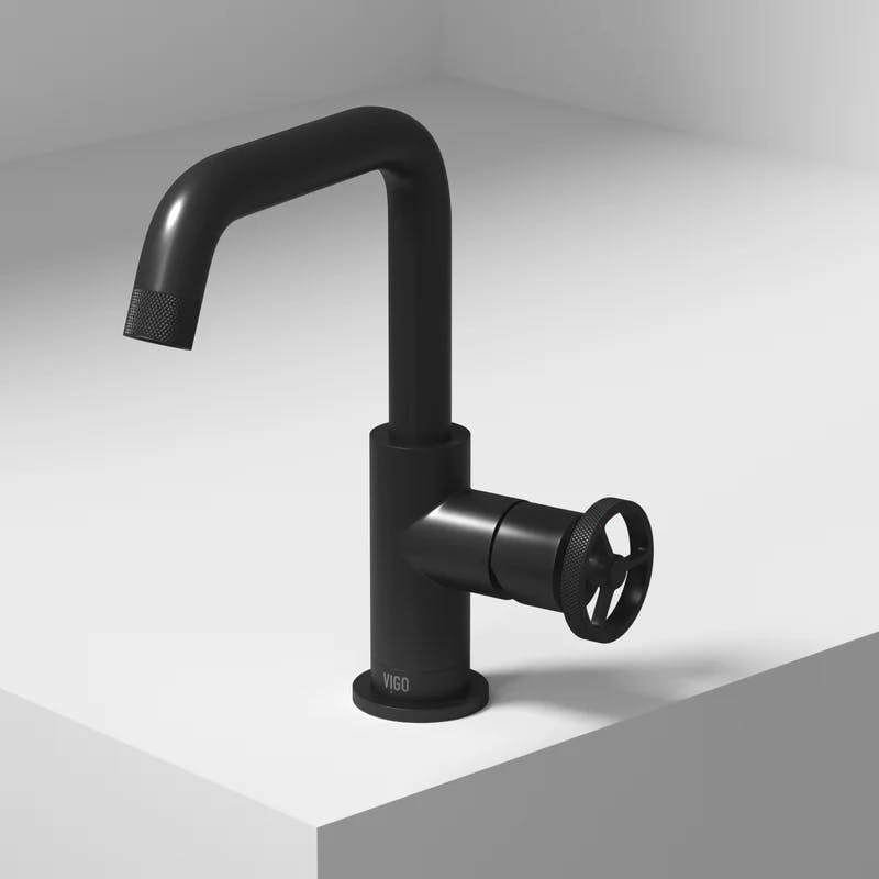 Cass 9'' High Aerodynamic Wheel Handle Matte Black Bathroom Faucet