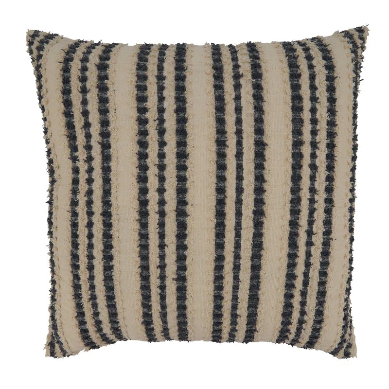 Classic Black and White Striped Cotton Throw Pillow Cover