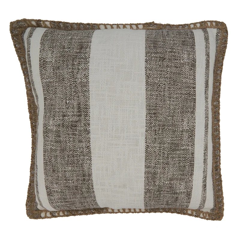 Whipstitch Striped Euro Cotton Pillow Cover in Gray