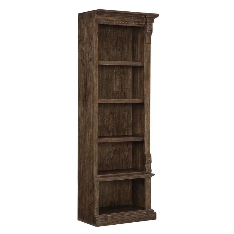 Kamali Adjustable 5-Shelf Java Brown Wood Bookcase