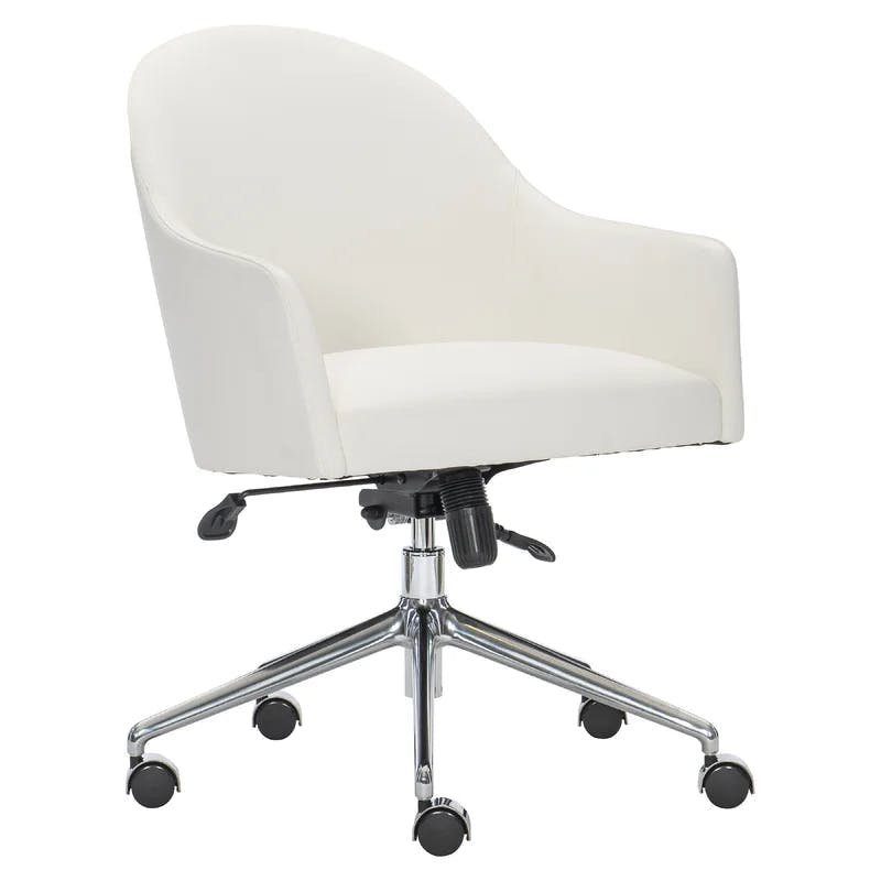 Halsey Transitional White Leather & Vinyl Task Chair