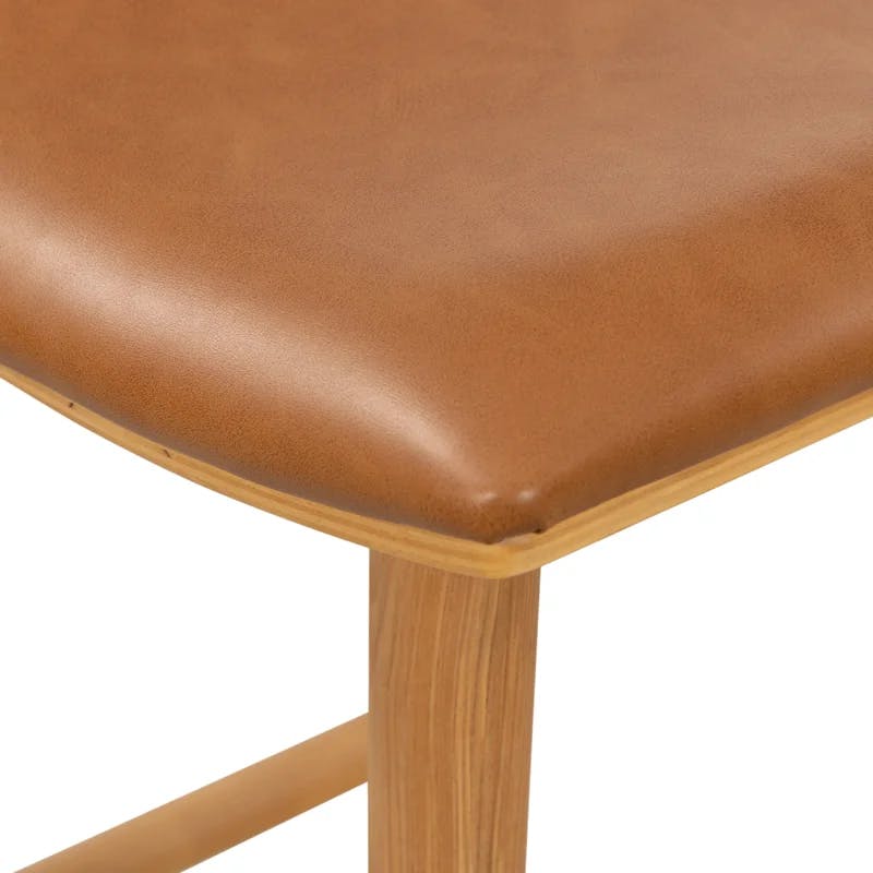 Essence Natural Saddle Style Solid Wood Counter Stool, 30"