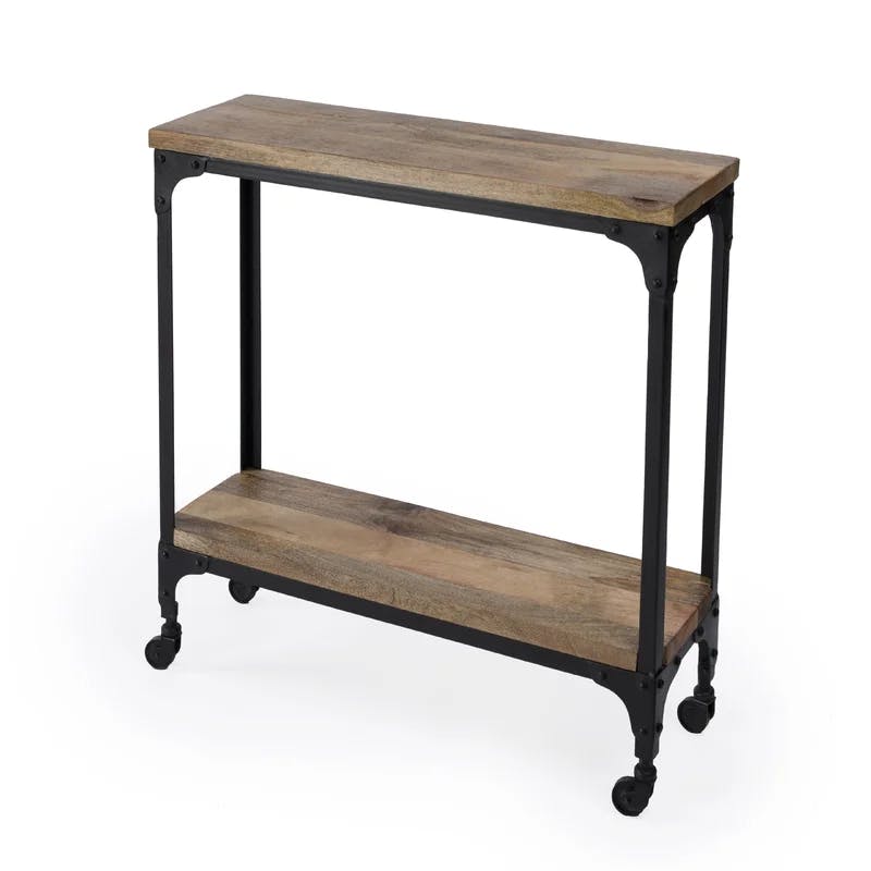 Gandolph Industrial Chic Console Table with Glass Storage
