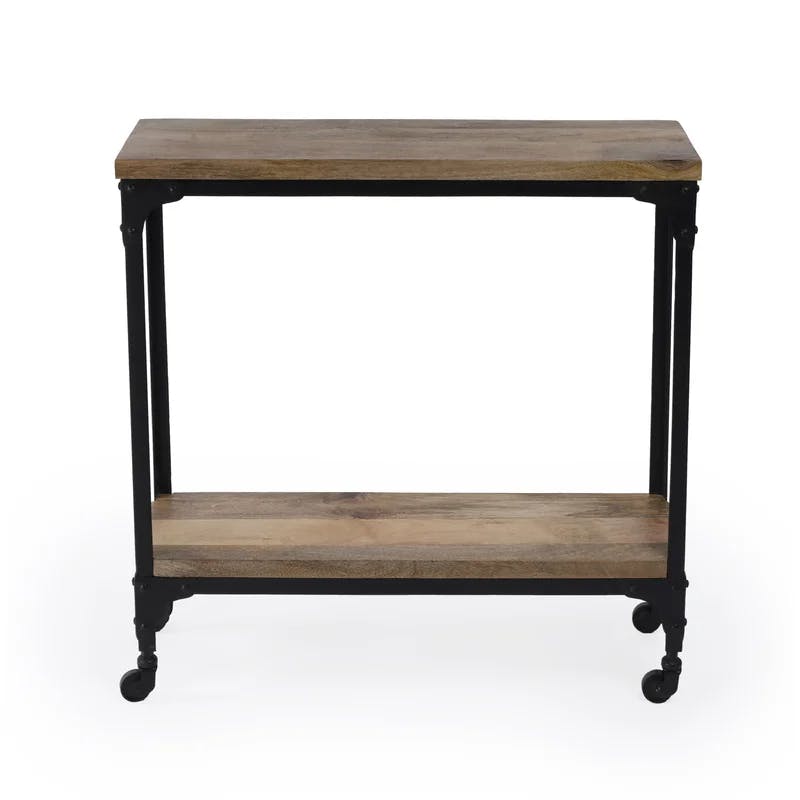 Gandolph Industrial Chic Console Table with Glass Storage