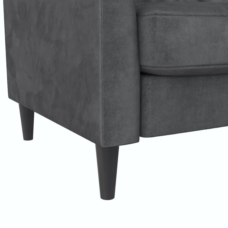 Winston Dark Gray Velvet Reversible Sectional Sofa with Ottoman