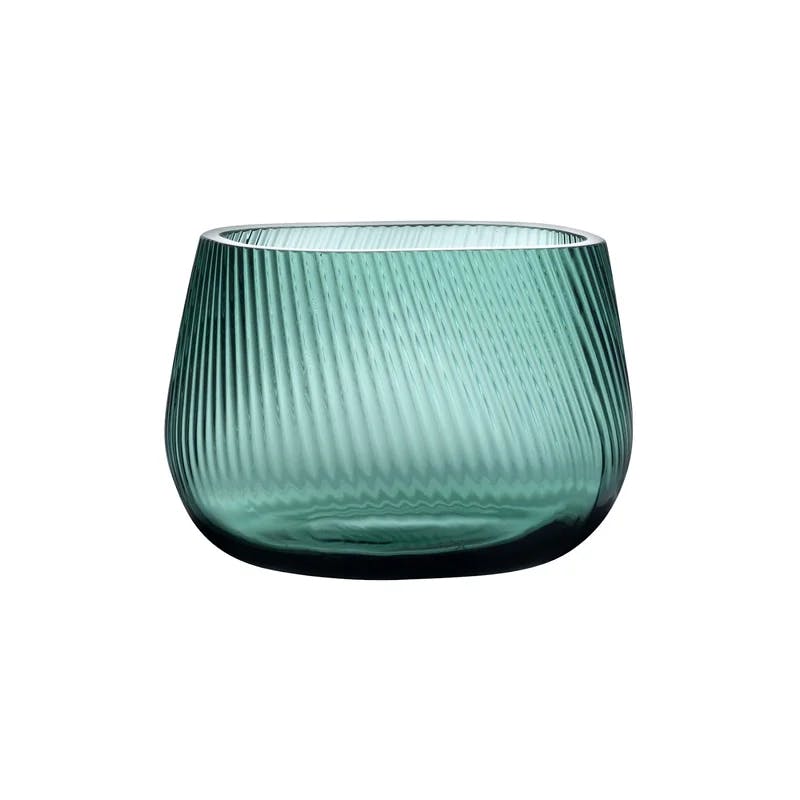 Defne Koz Handcrafted Green Crystal Ripple Vase