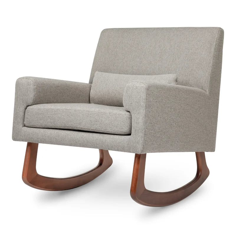 Eco-Performance Grey Eco-Weave Sleepytime Rocking Chair with Walnut Legs