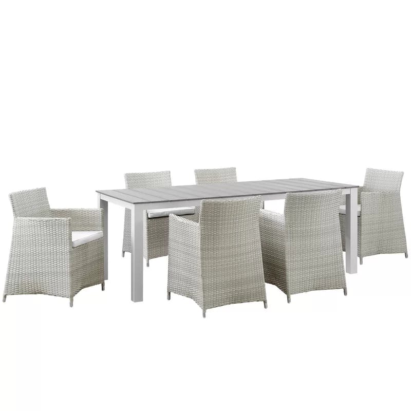 Modway Junction 6-Person Gray White Outdoor Dining Set with Cushions
