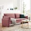 Dusty Rose Velvet Rolled Arm Lounge Sofa with Wood Accents