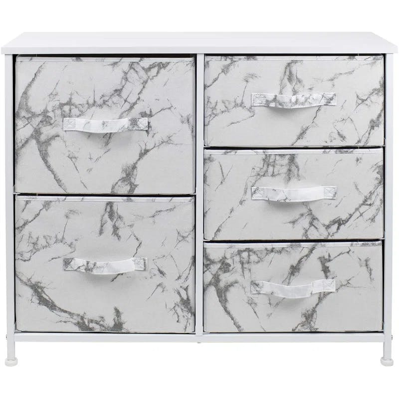 Marble Whisper 5-Drawer Nursery Dresser in White