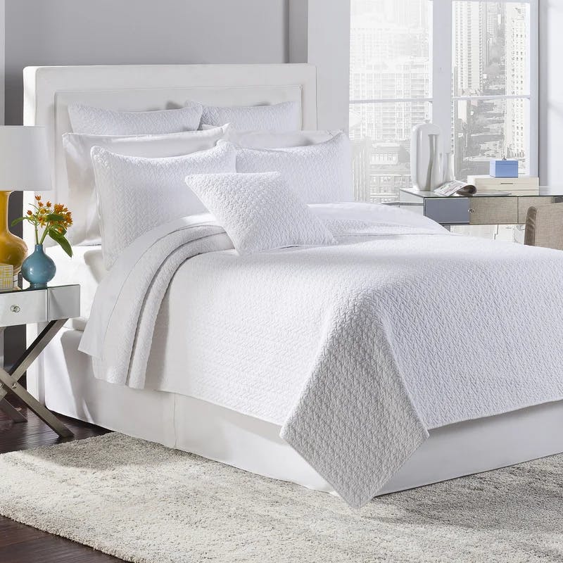 Estate Cozy Elegance Full/Queen White Cotton Reversible Quilt Set