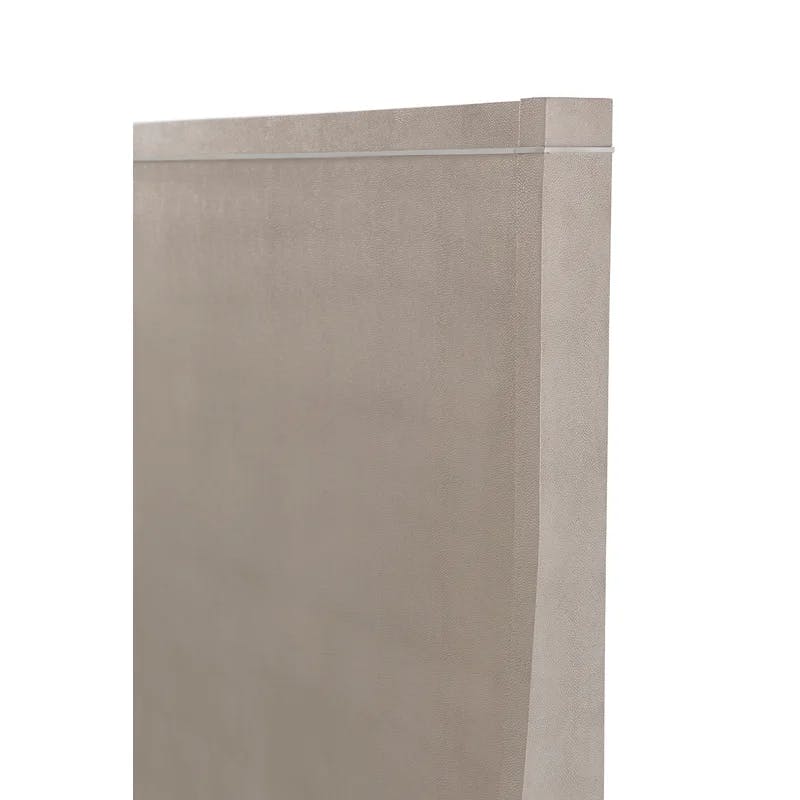 Beige Overcast Upholstered Cal. King Metal Frame Panel Bed
