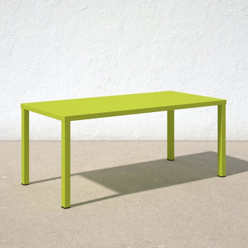 Contemporary Bette Rectangular Metal Dining Table in Light Green