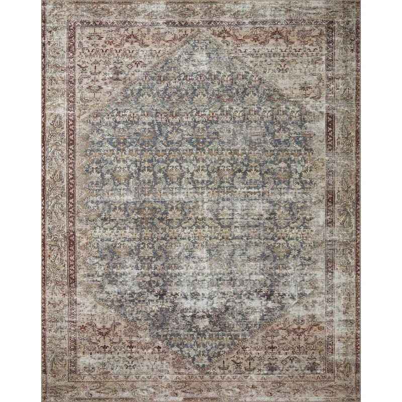 Georgie Teal Antique-Inspired Fade-Resistant Area Rug