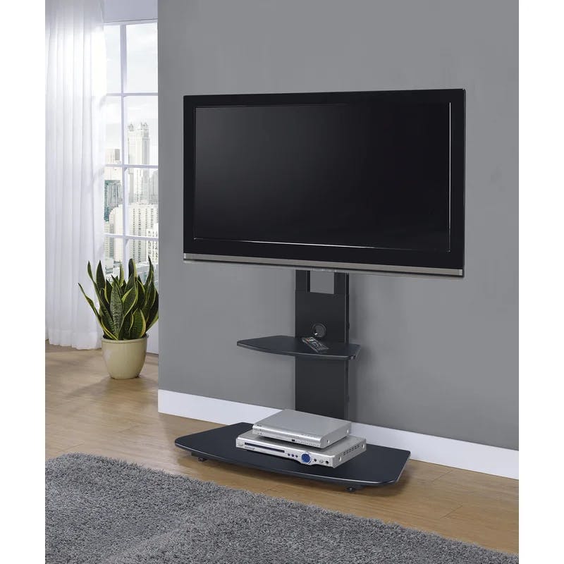 Marco Adjustable Black Steel TV Stand for up to 86" TVs