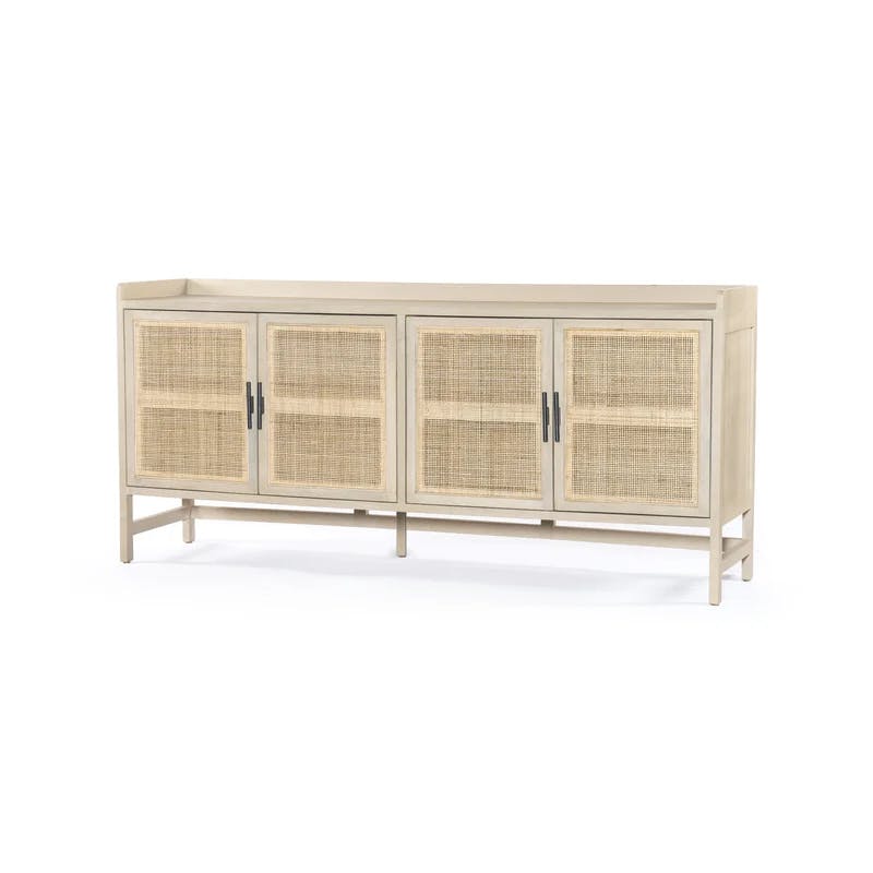 Caprice Contemporary 72'' Brown Mango Wood Sideboard with Woven Cane Doors