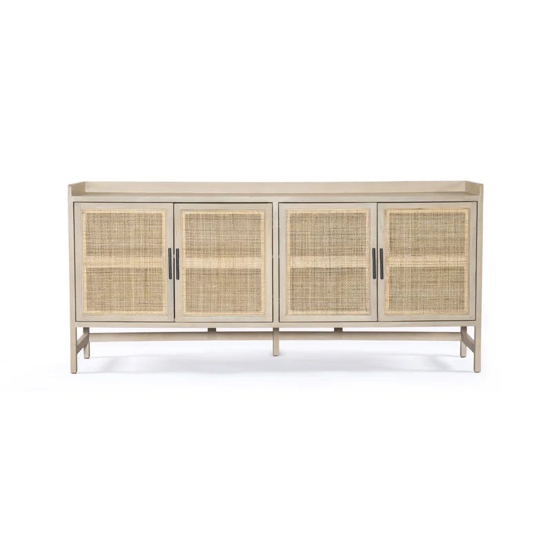 Caprice Contemporary 72'' Brown Mango Wood Sideboard with Woven Cane Doors