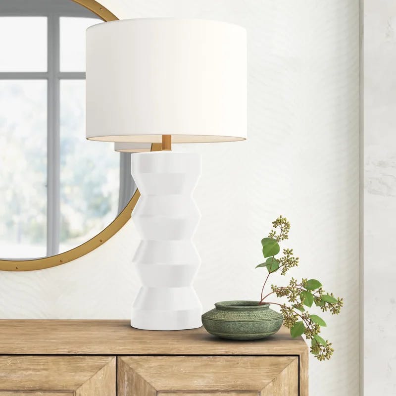 Carlin 26.5" Matte White Ceramic Table Lamp with Alexa Voice Control