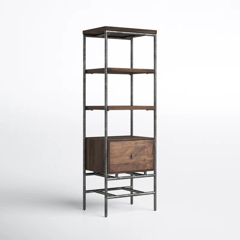 Sedona Transitional 3-Tier Adjustable Wood Bookcase in Brown