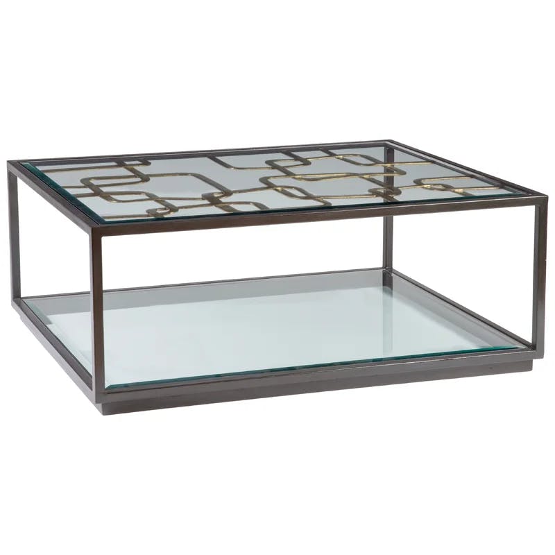 Contemporary Moxie 48" Black Wood and Glass Cocktail Table