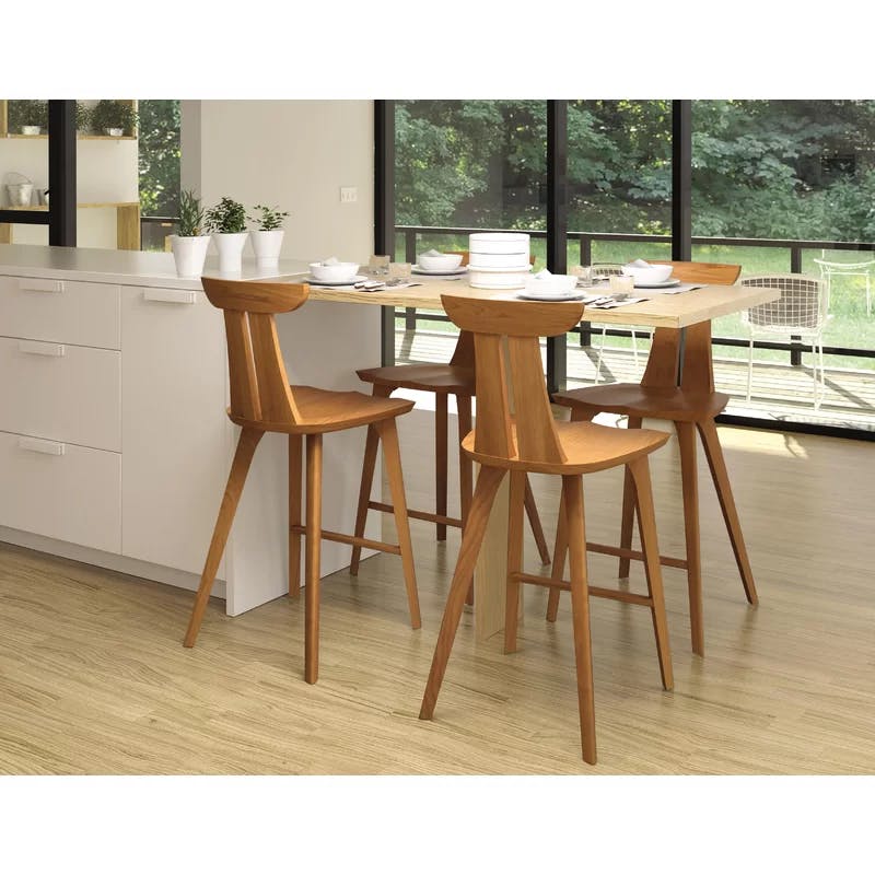 Estelle Natural Cherry Solid Wood Backless Saddle Stool