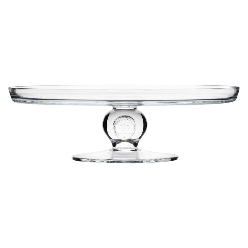Elegant Mouth-Blown Glass Cake Pedestal from Portugal