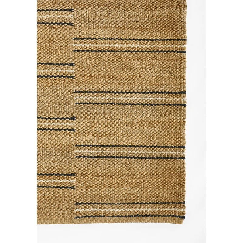Crescent Handwoven Black Stripe Wool-Chenille 5' x 8' Area Rug