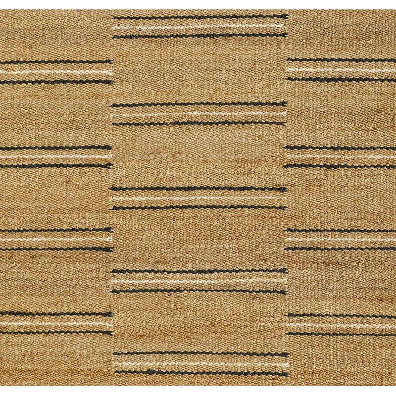 Crescent Handwoven Black Stripe Wool-Chenille 5' x 8' Area Rug