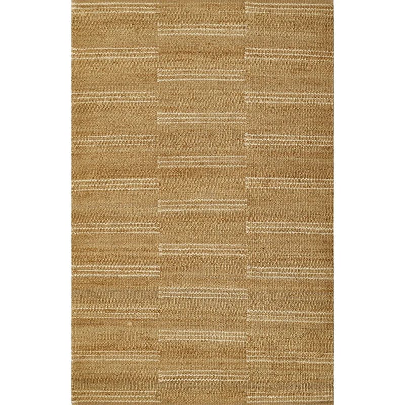 Ivory Striped Handwoven Runner Rug in Wool and Chenille, 27" x 96"